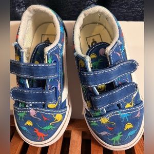 Multicolored dinosaur denim based color toddler Vans